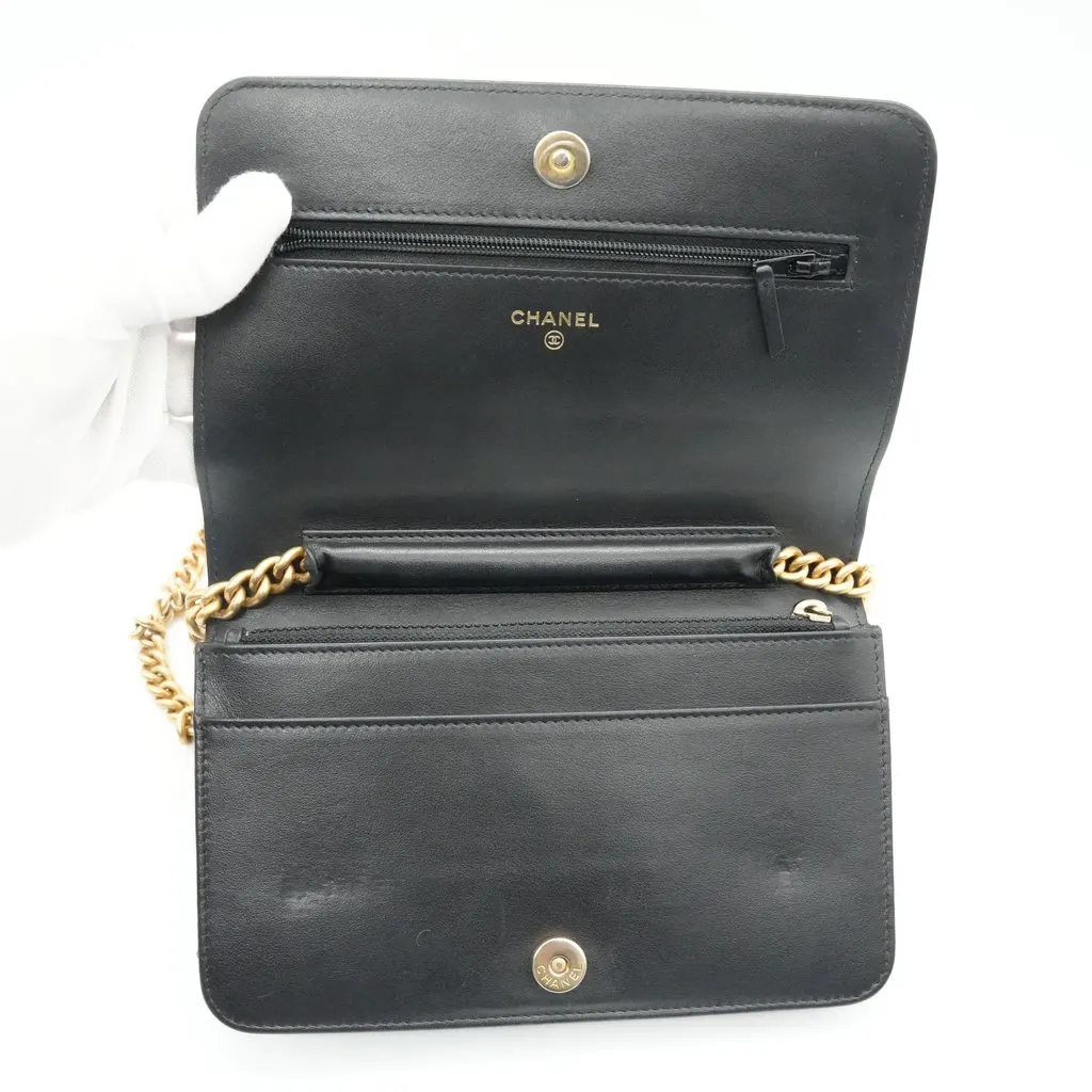 Chanel Boy Wallet On Chain In Black Leather Black Leather Good - Box View