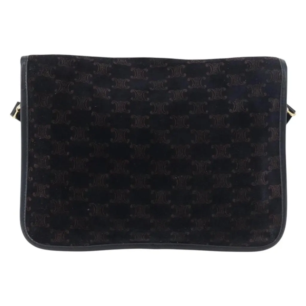 Celine Sholder Bag Black Canvas Good - Back View