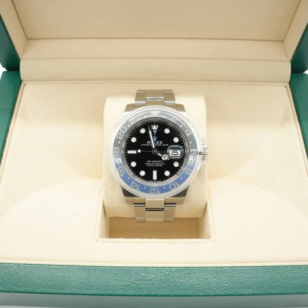 Rolex GMT-Master II 40 mm Batman Oystersteel 126710BLNR Silver Good - Back View