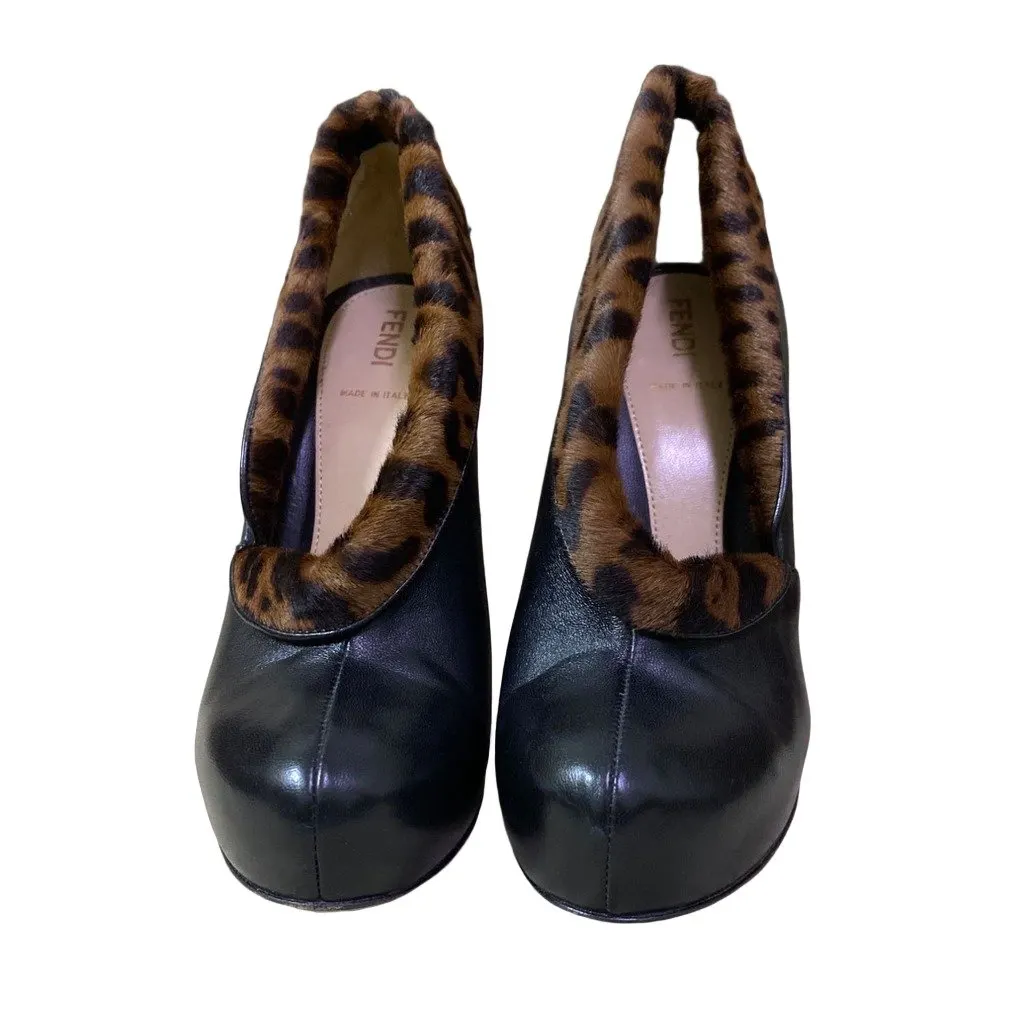 Fendi eopard-print platform pumps Size 37.5 MultiColor Very good - Front View