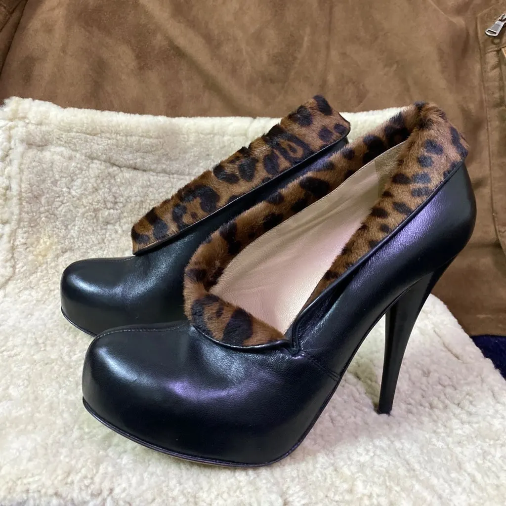 Fendi eopard-print platform pumps Size 37.5 MultiColor Very good - Inside View