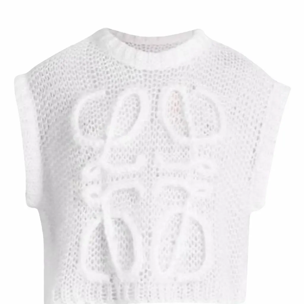Loewe Loewe Sleeveless Sweater White Wool Never worn, with tag - Front View