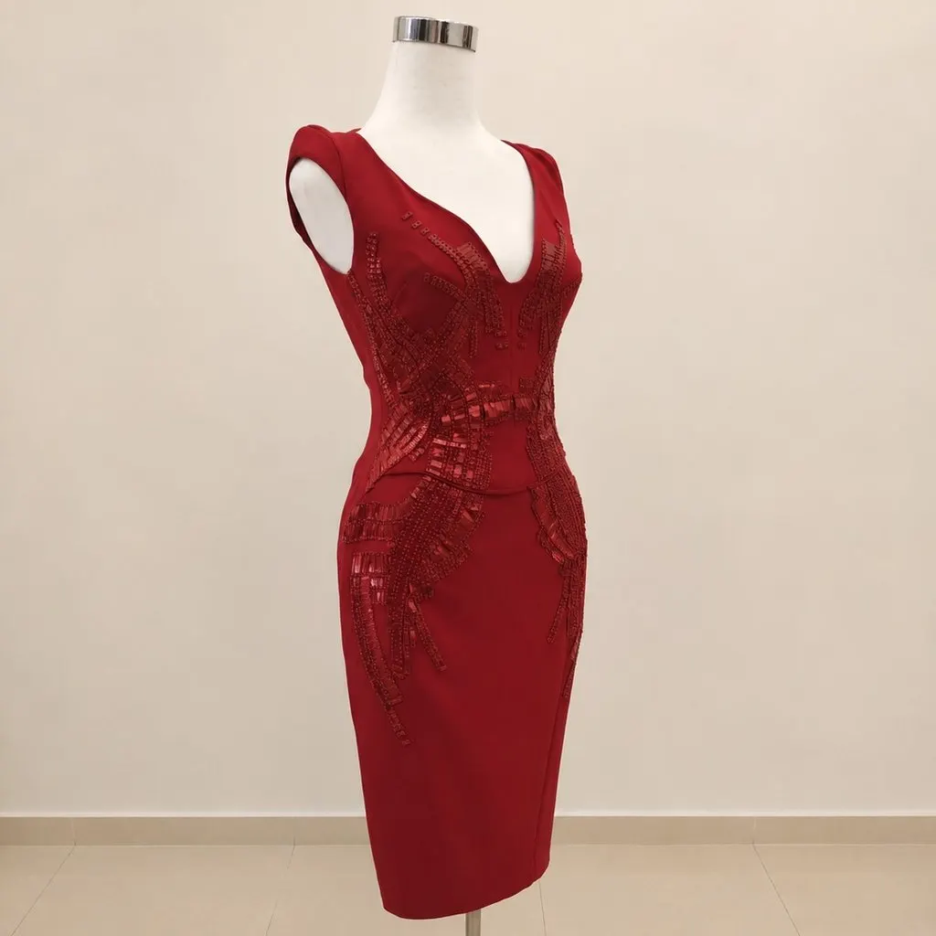 Antonio Berardi Form-Fitting Red Column Dress Red Viscose Very good - Back View