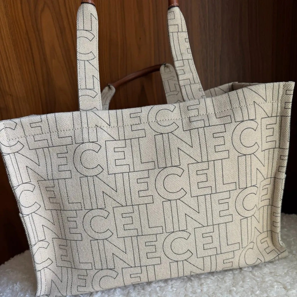 Celine Cabas Beige Cotton Very good - Back View