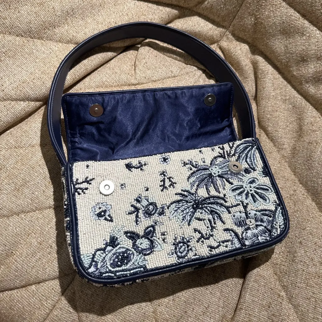 Staud STAUD Tommy Beaded Bag Navy Never worn - Box View