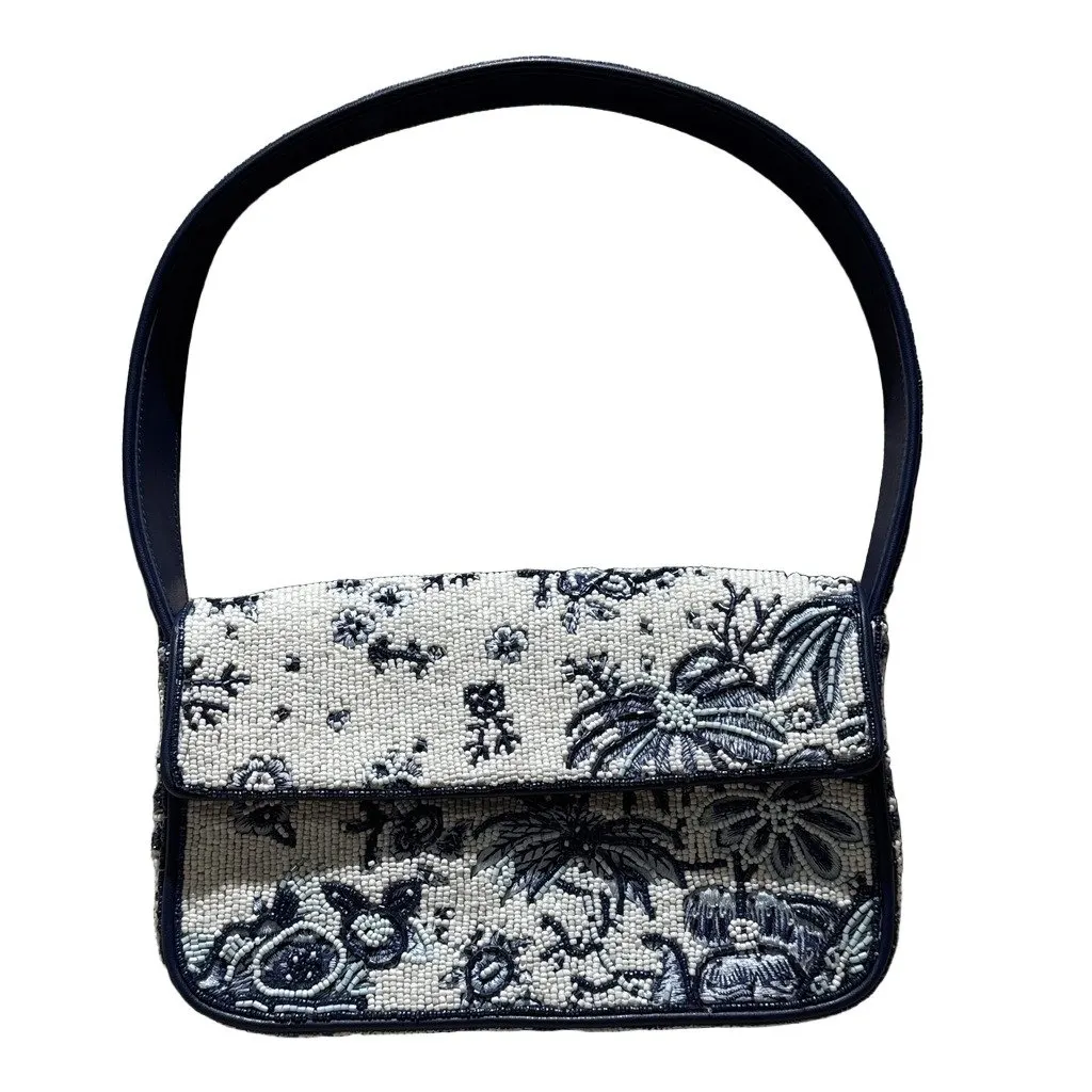 Staud STAUD Tommy Beaded Bag Navy Never worn - Front View