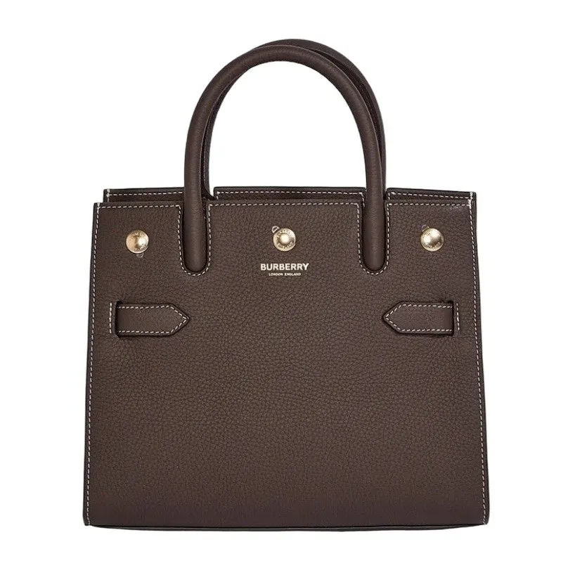 Burberry Burberry Handle Grained Leather Shopper Bag – Dark Clay Brown Brown Leather Never worn, with tag - Front View