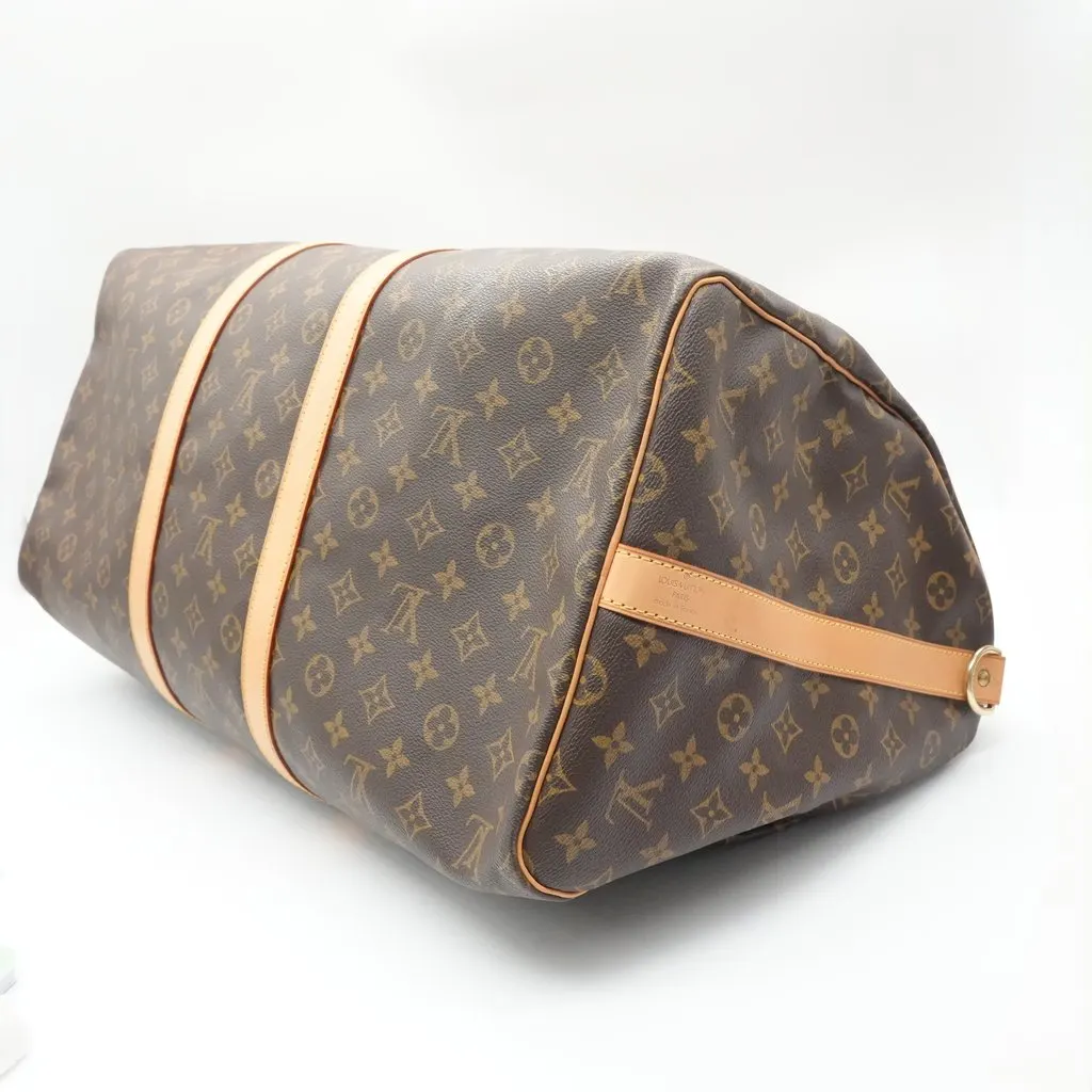 Louis Vuitton Keepall Bandouliere 55 Brown Canvas Good - Inside View