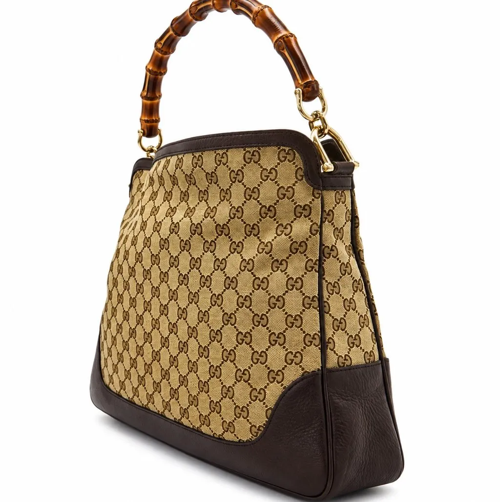 Gucci The hobo Peggy Bamboo Gucci Beige Canvas Very good - Back View