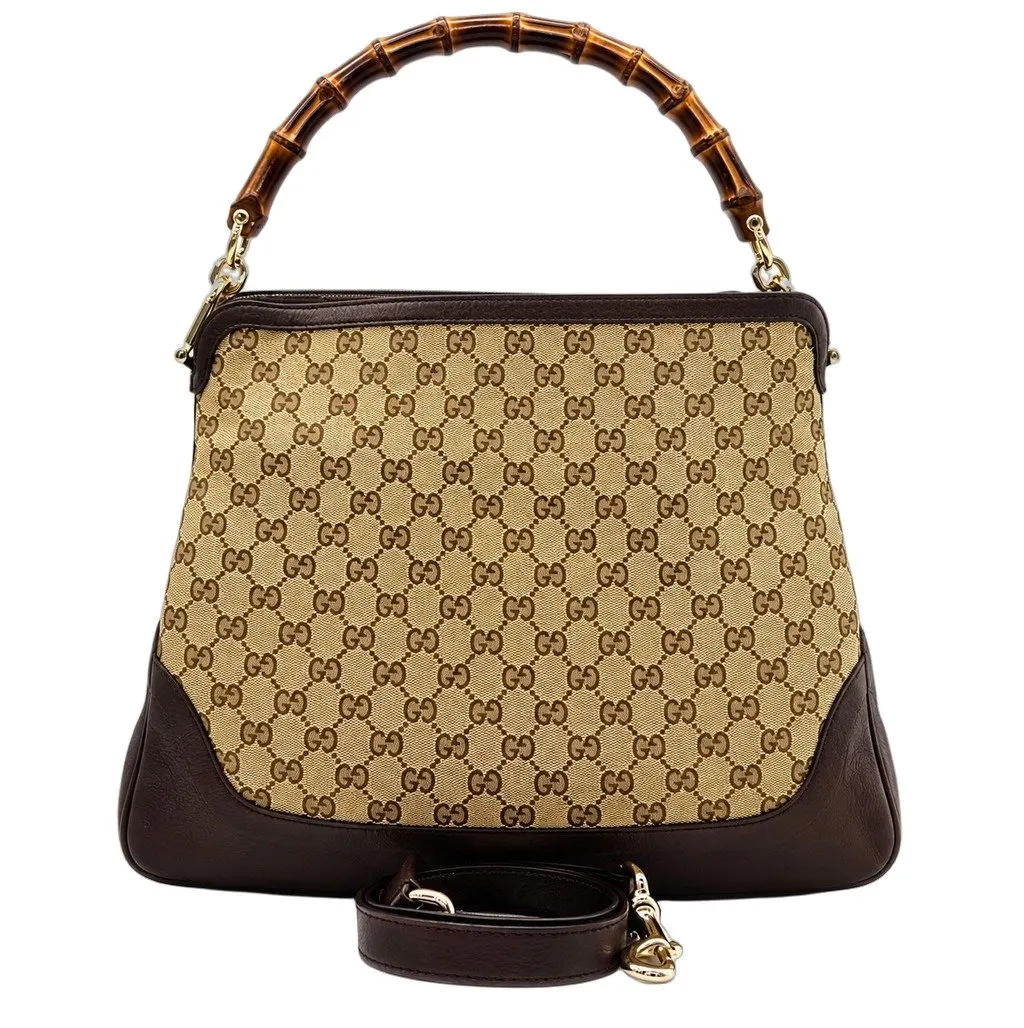 Gucci The hobo Peggy Bamboo Gucci Beige Canvas Very good - Front View