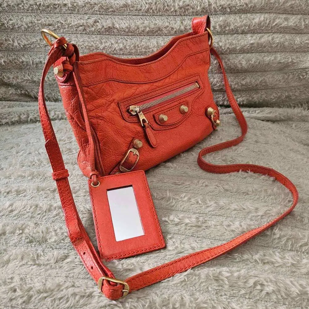 Balenciaga Hip Crossbody Orange Leather Gold Good - Back View