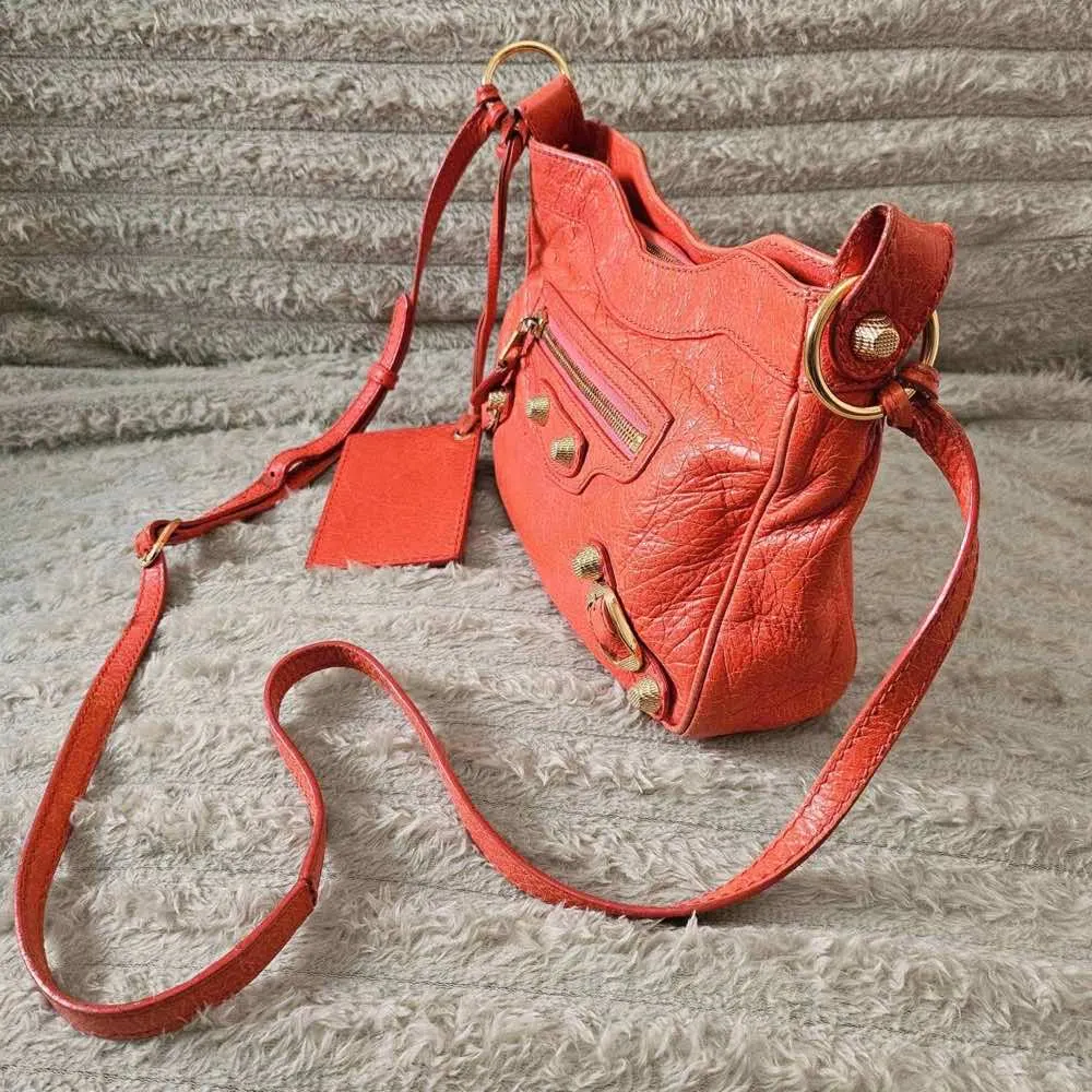 Balenciaga Hip Crossbody Orange Leather Gold Good - Inside View