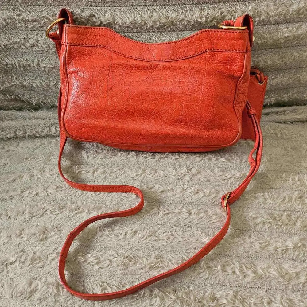 Balenciaga Hip Crossbody Orange Leather Gold Good - Model View