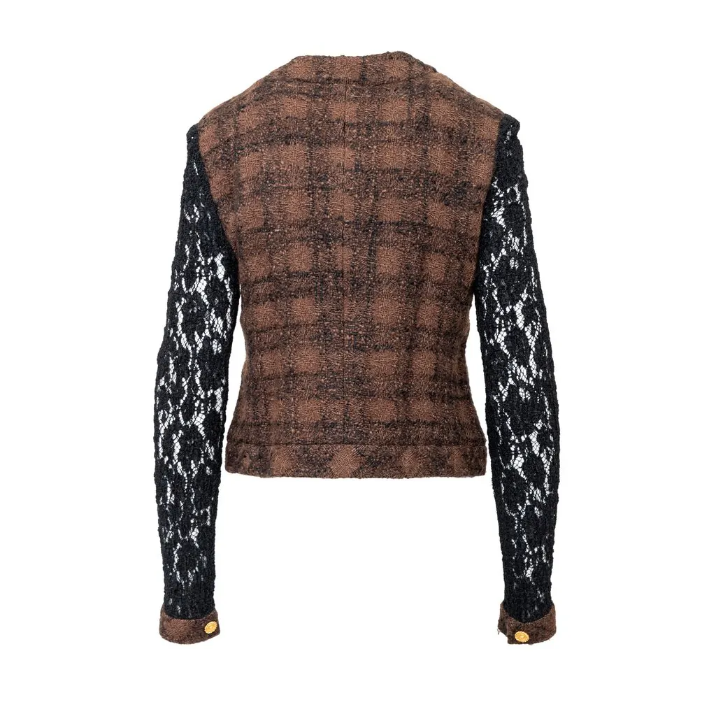 Chanel Tweed and Lace Jacket - '90s Black Tweed Good - Inside View