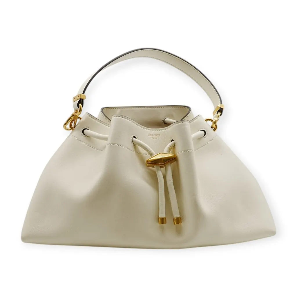 Jimmy Choo Cinch Bucket Bag - '20s White Leather Good - Front View