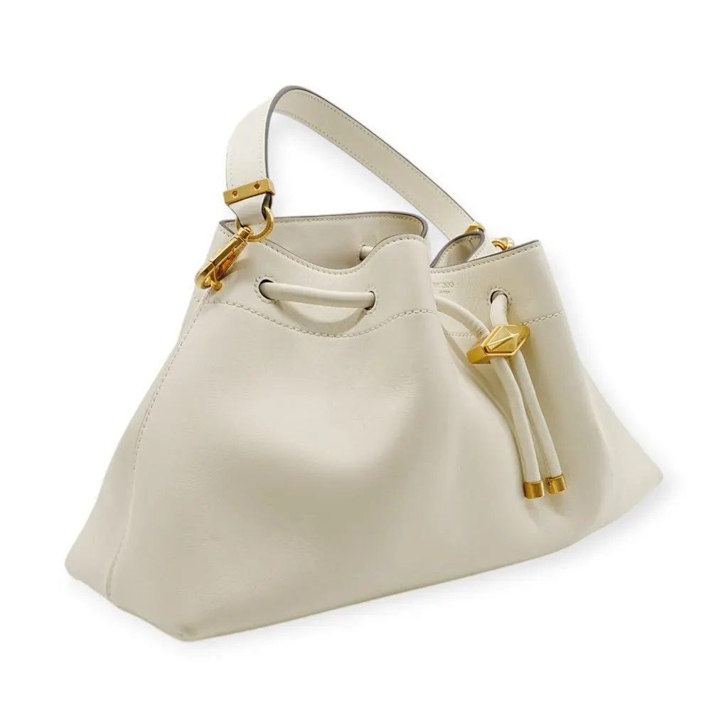 Jimmy Choo Cinch Bucket Bag - '20s White Leather Good - Back View