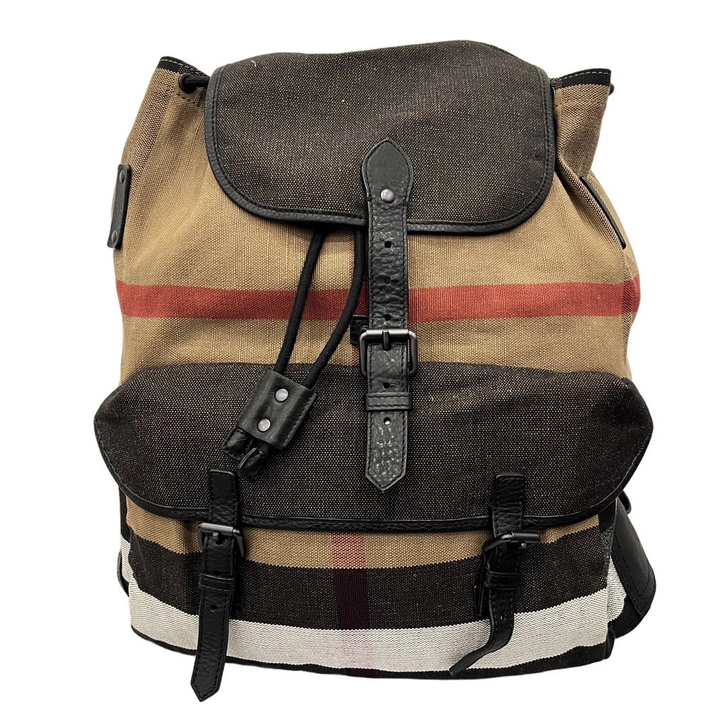 burberry canvas check and leather backpack Jeff Unisex Taupe Brown 80845501 30 x 14 x 45cm/11.8 x 5.5 x 17.7in Handle drop Burberry The Large Rucksack in