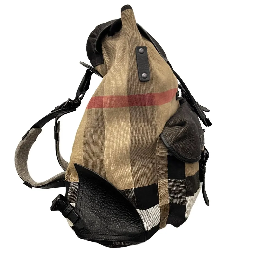 Burberry Check Backpack - '10s Brown Canvas Good - Back View