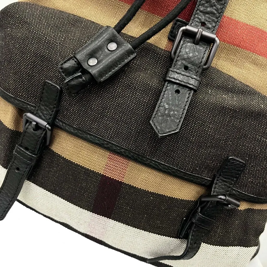 Burberry Check Backpack - '10s Brown Canvas Good - Inside View
