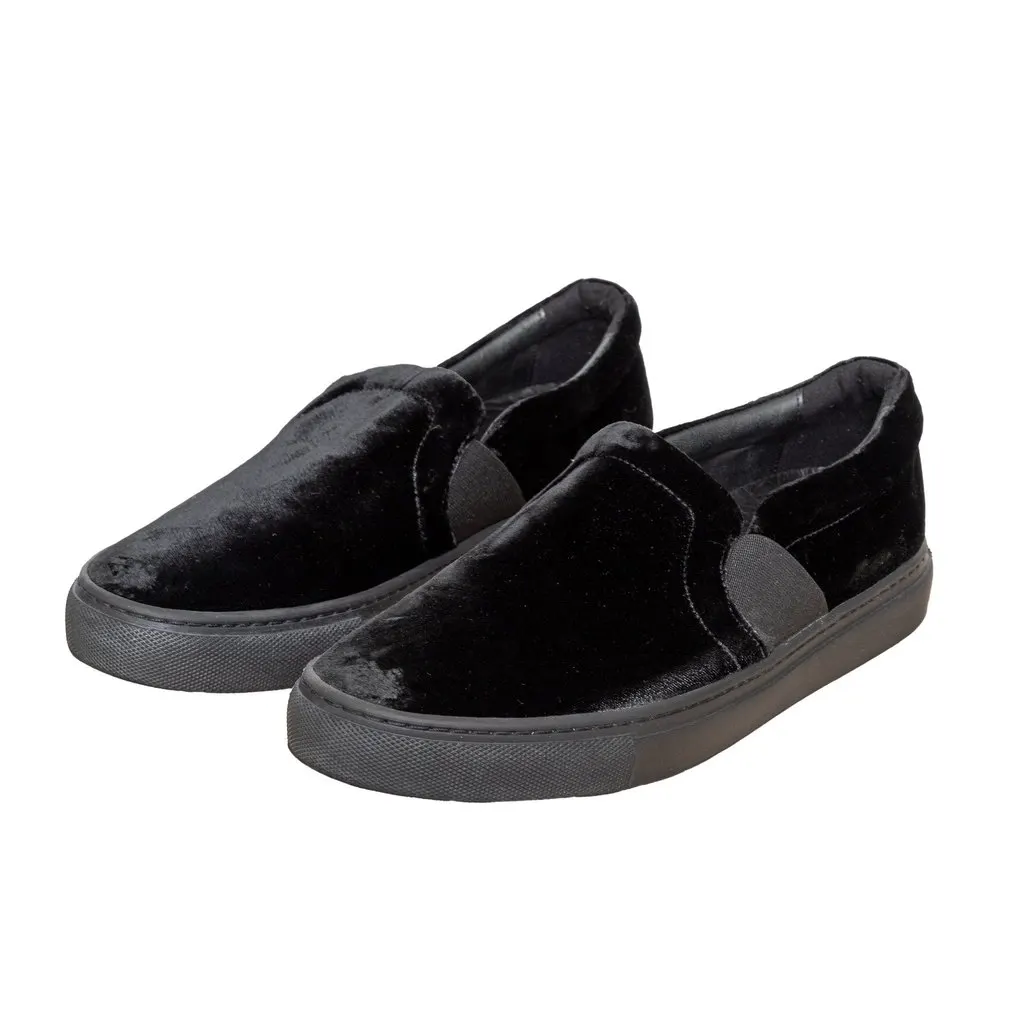 Lanvin Velvet Slip-on Sneakers - '10s Black Velvet Good - Model View