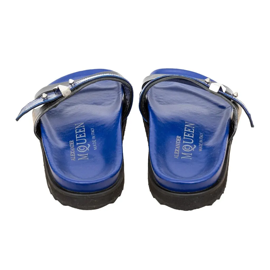 Alexander McQueen Embossed Sandals - '10s Black Leather Good - Box View