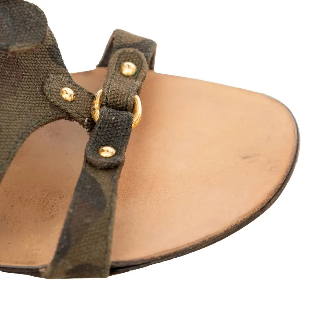 Giuseppe Zanotti Camouflage Sandals - '10s Green Canvas Good - Box View