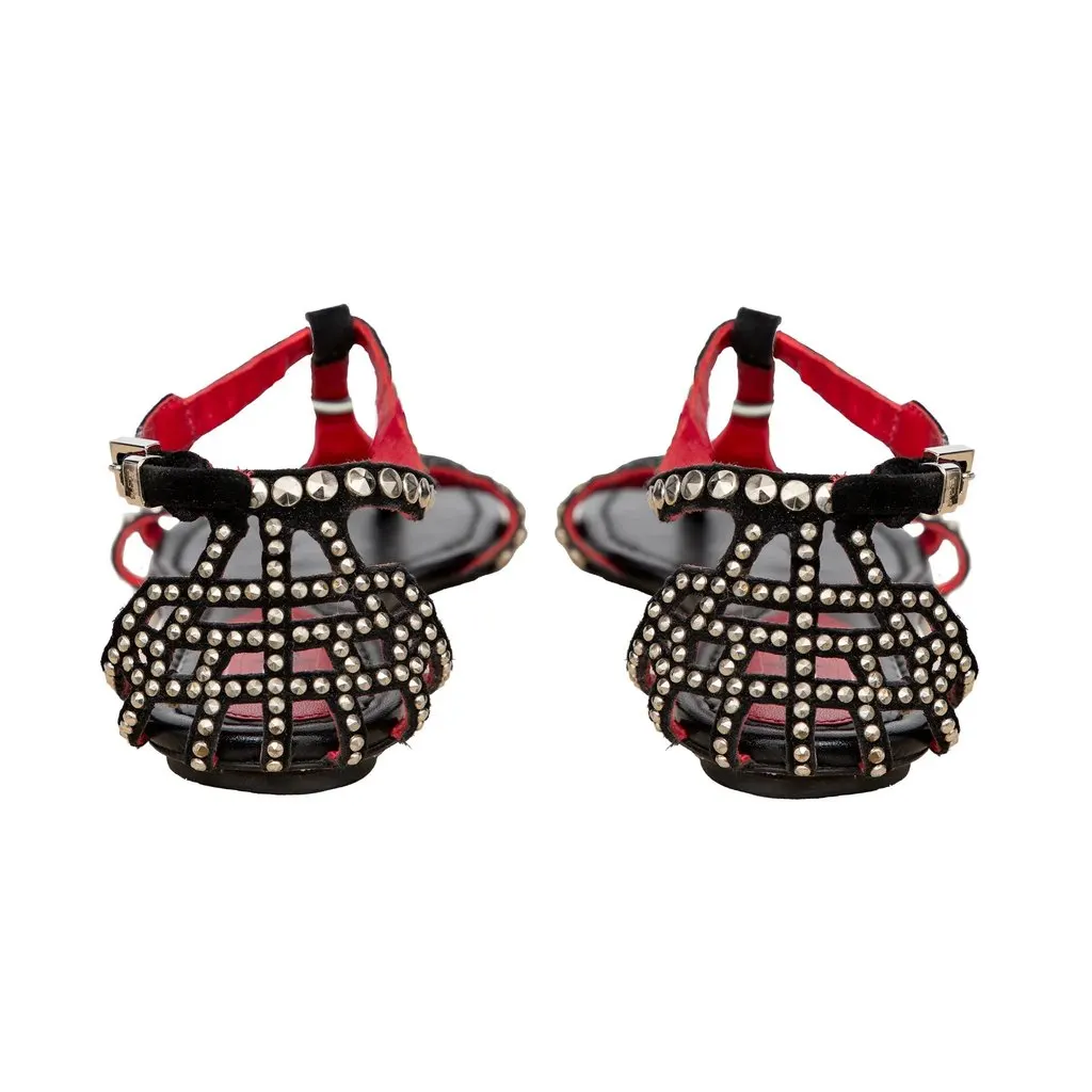 Cesare Paciotti Studded Sandals - '10s Black Leather Good - Inside View