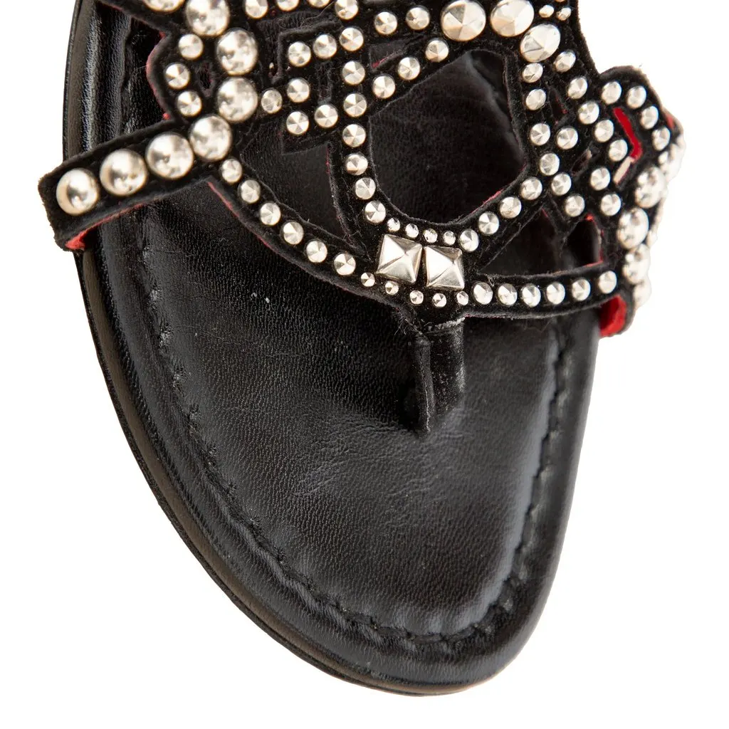 Cesare Paciotti Studded Sandals - '10s Black Leather Good - Box View