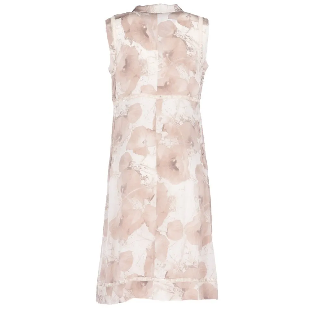 Chanel Beige Silk Floral Dress - 2000s Beige Silk Good - Back View
