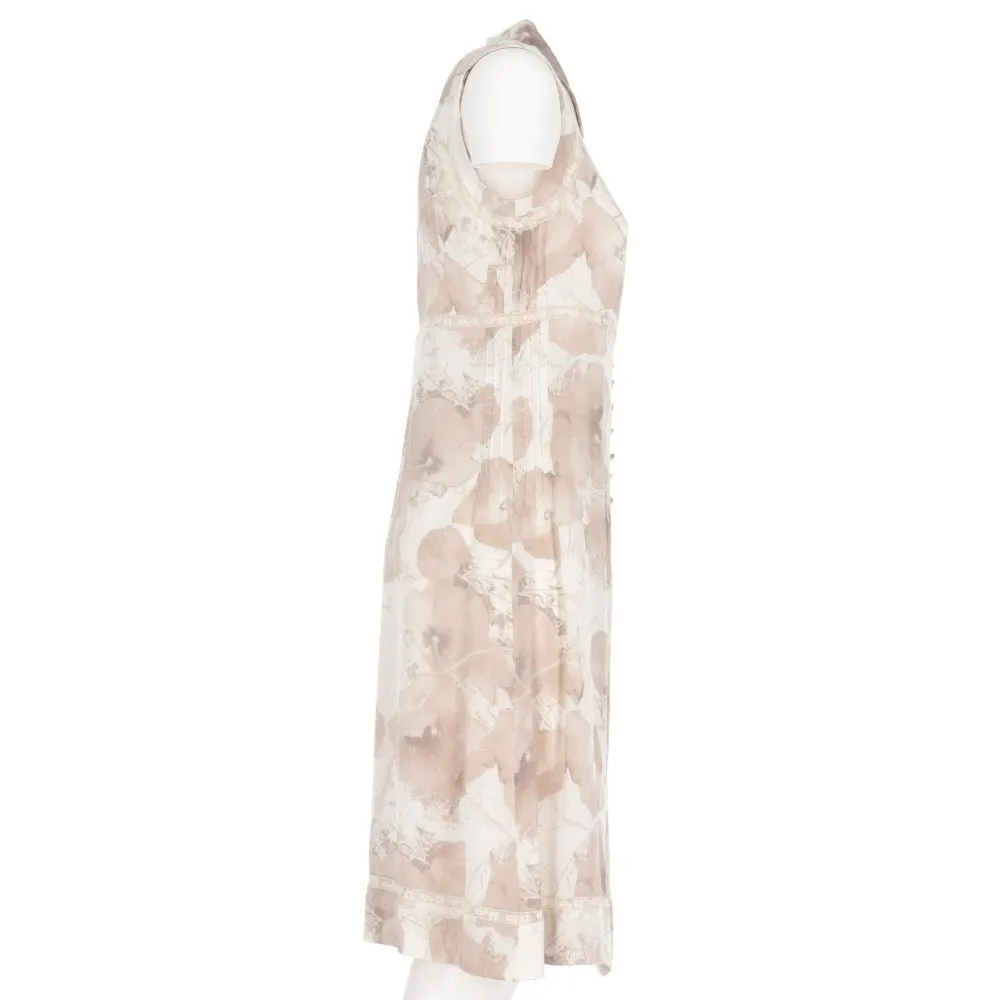 Chanel Beige Silk Floral Dress - 2000s Beige Silk Good - Inside View