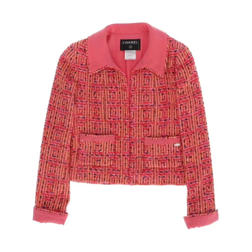 Chanel Pink Wool Jacket and Dress Suit - 2000s Pink Wool Good - Inside View