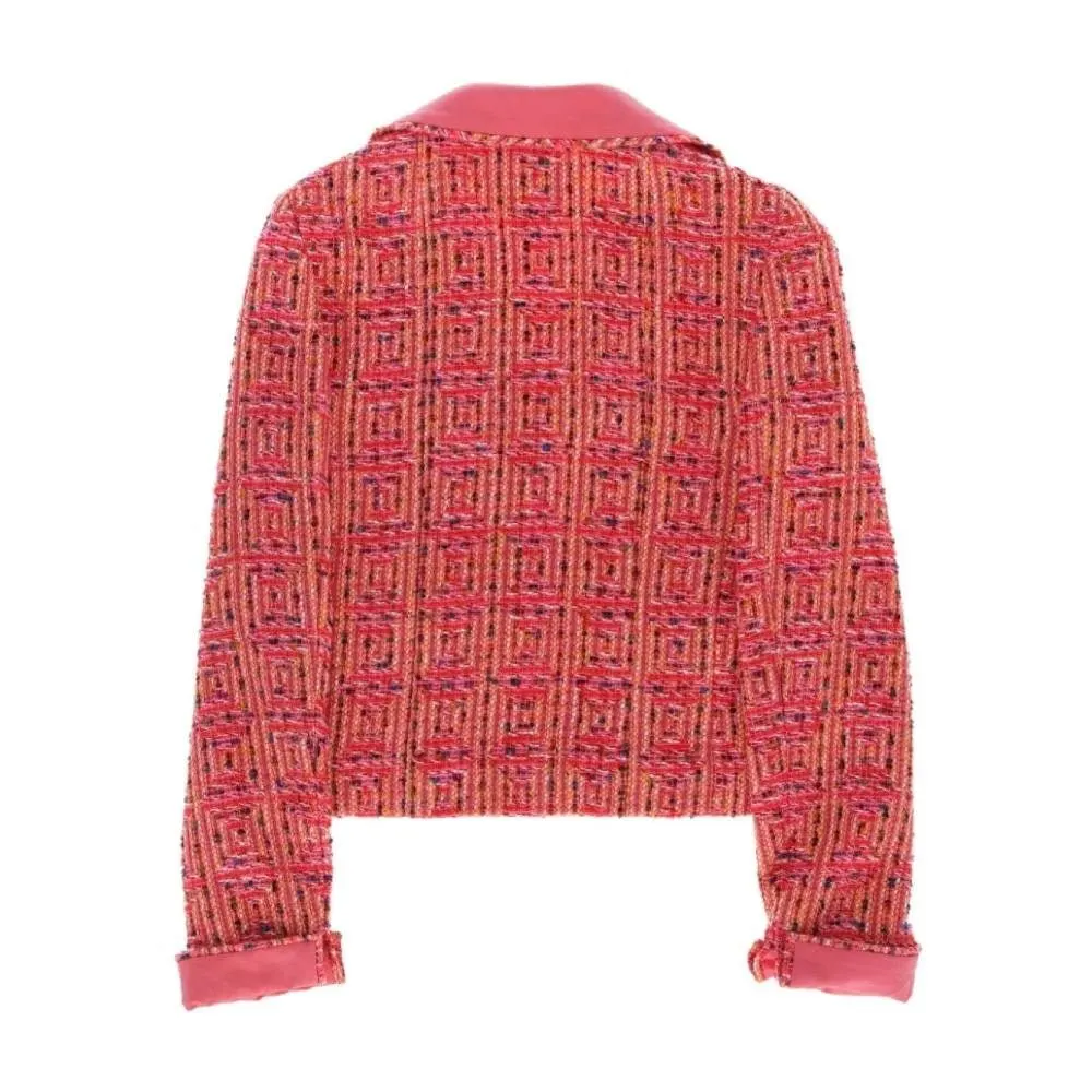 Chanel Pink Wool Jacket and Dress Suit - 2000s Pink Wool Good - Model View
