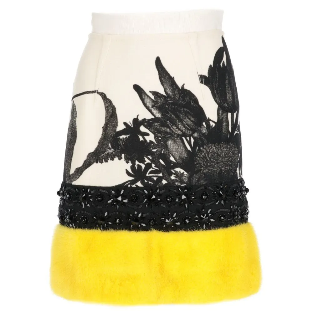 Giambattista Valli Multicolor Embellished Skirt - 2020s Black Wool Good - Front View