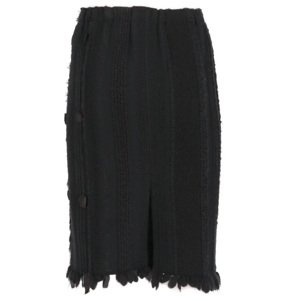 Gucci Black Knitted Skirt - 2000s Black Wool Good - Back View