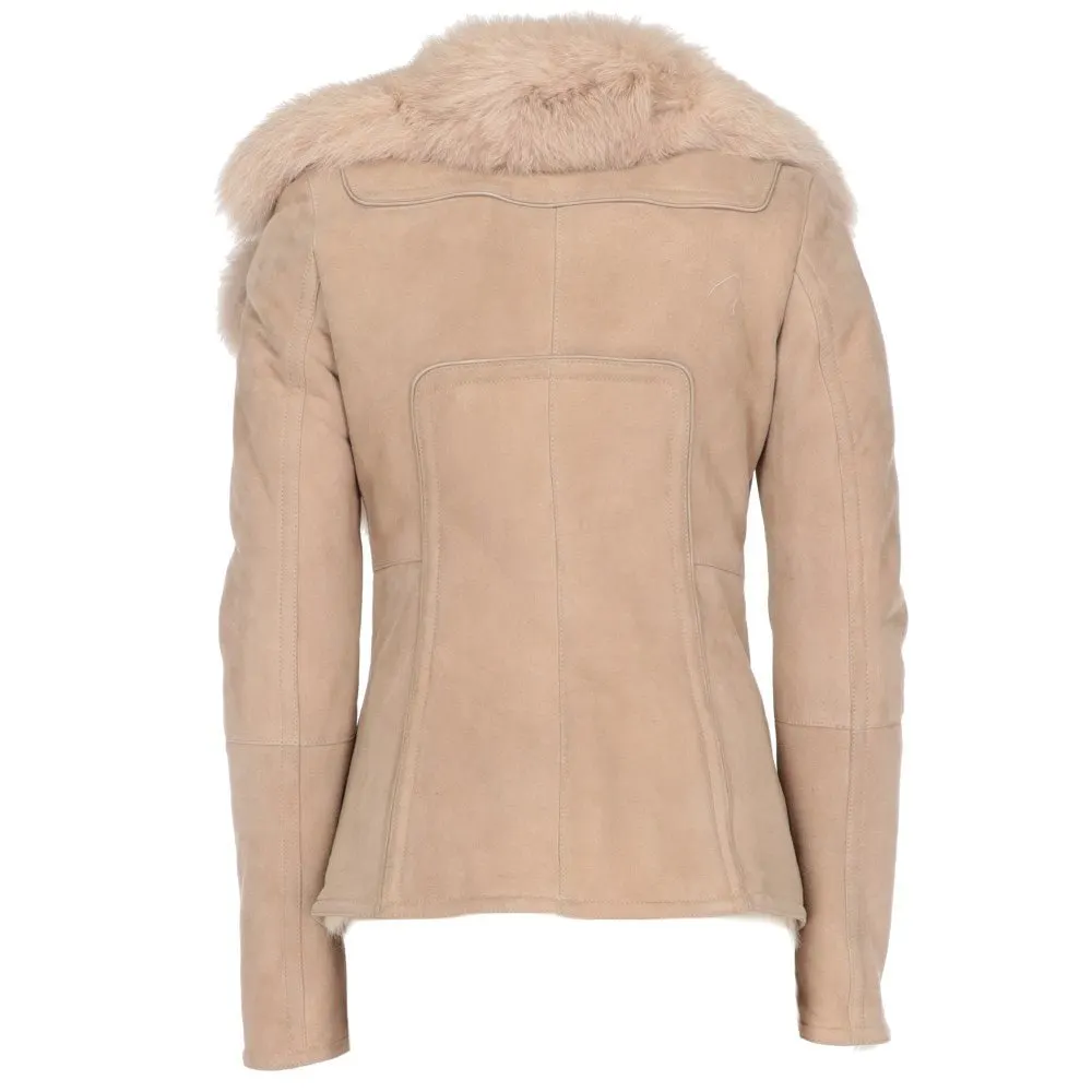 Gucci Beige Sheepskin Shearling Coat - 2000s Beige Shearling Good - Back View