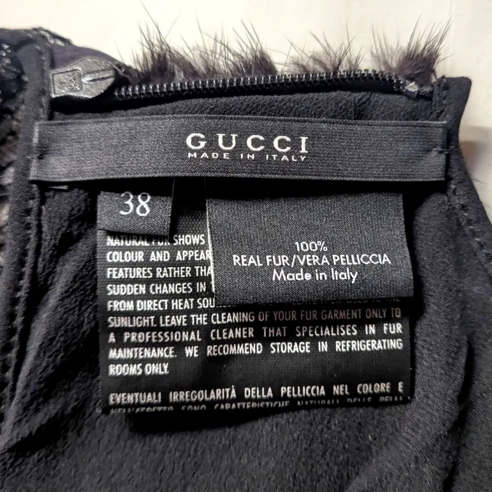 Gucci Black Mink and Lace Sleeveless Top - 2000s Black Lace Good - Box View