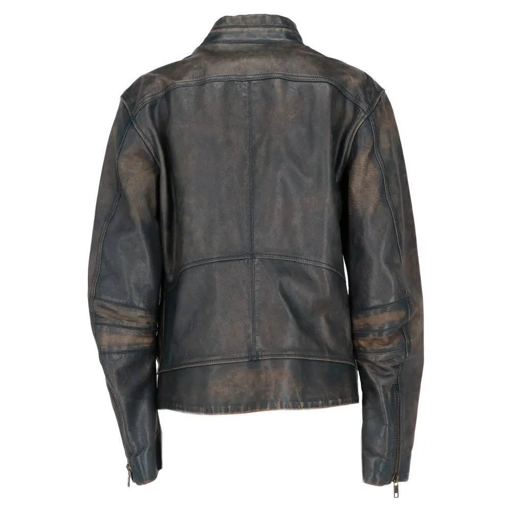 Marc Jacobs Shaded Blue Leather Jacket - 2020s Blue Leather Good - Back View