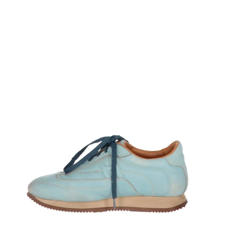Hermès Light Blue Leather Sneakers - 2000s Blue Leather Good - Inside View