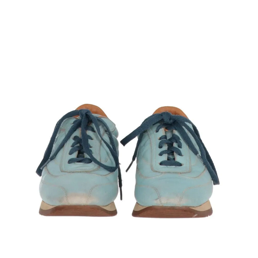 Hermès Light Blue Leather Sneakers - 2000s Blue Leather Good - Model View