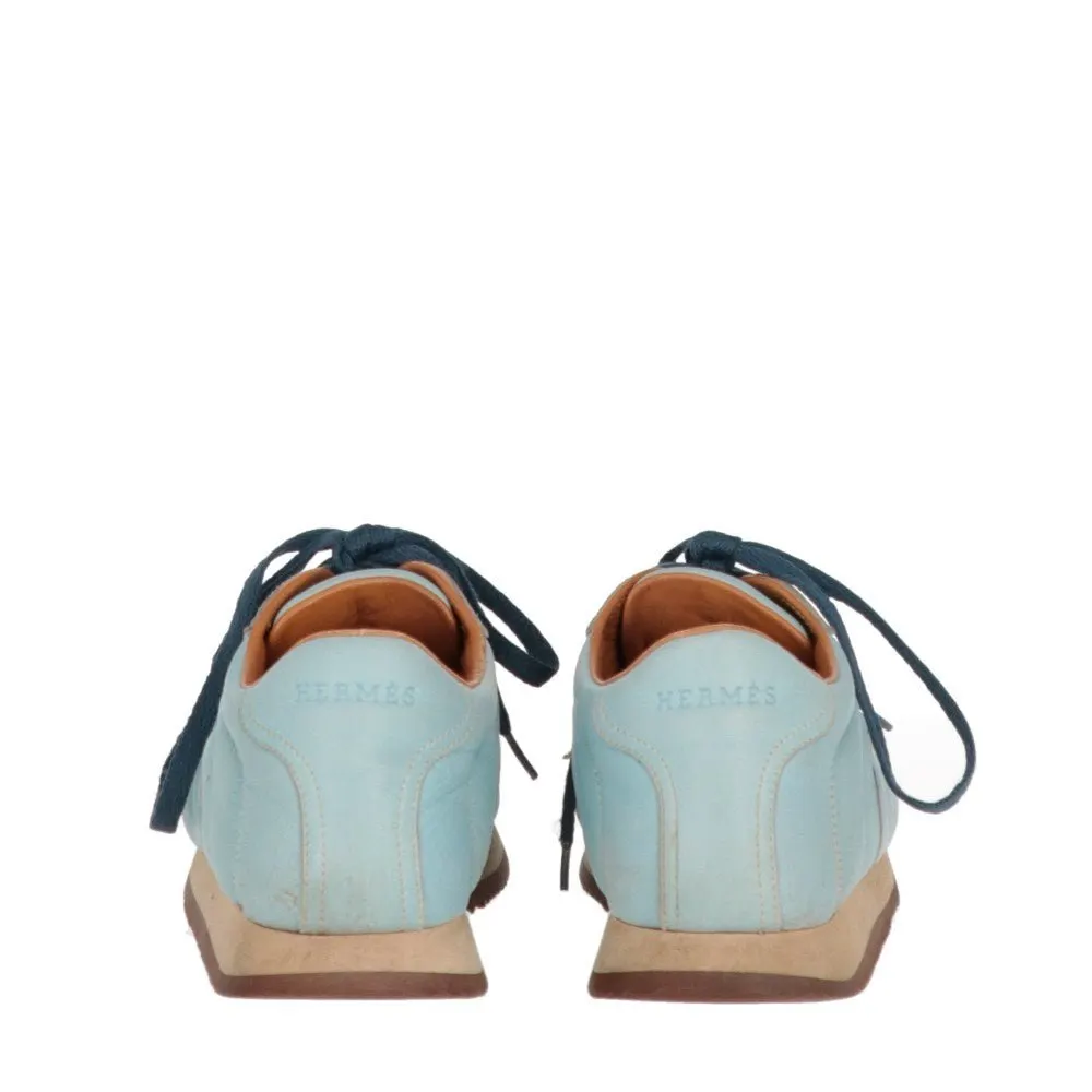 Hermès Light Blue Leather Sneakers - 2000s Blue Leather Good - Box View