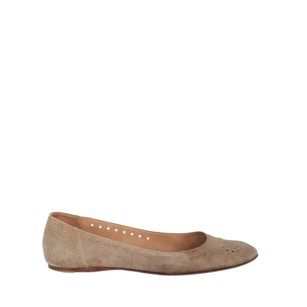 Hermès Beige Suede Ballet Flats - 2000s Beige Suede Good - Front View
