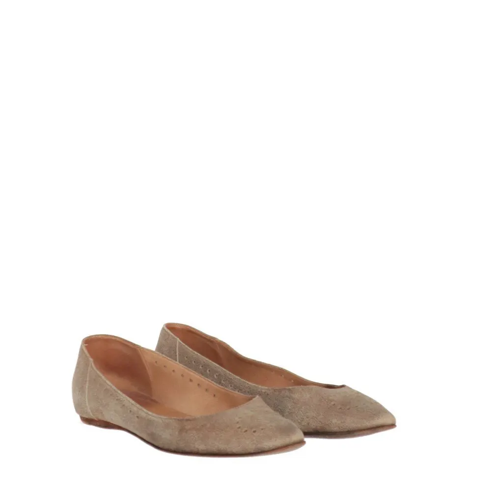 Hermès Beige Suede Ballet Flats - 2000s Beige Suede Good - Back View