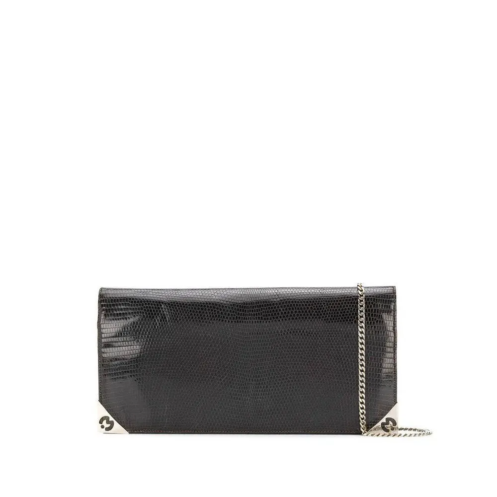 Unsigned Brown Tejus Lizard Skin Pochette - '70s Brown Good - Front View