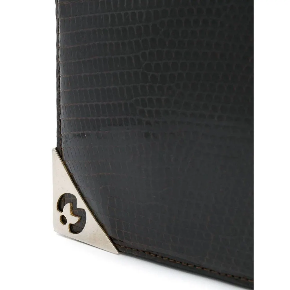 Unsigned Brown Tejus Lizard Skin Pochette - '70s Brown Good - Inside View