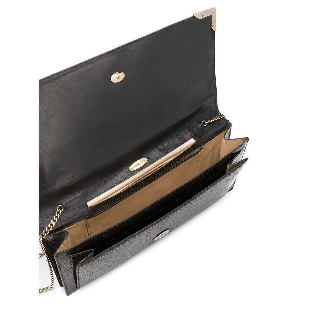 Unsigned Brown Tejus Lizard Skin Pochette - '70s Brown Good - Model View