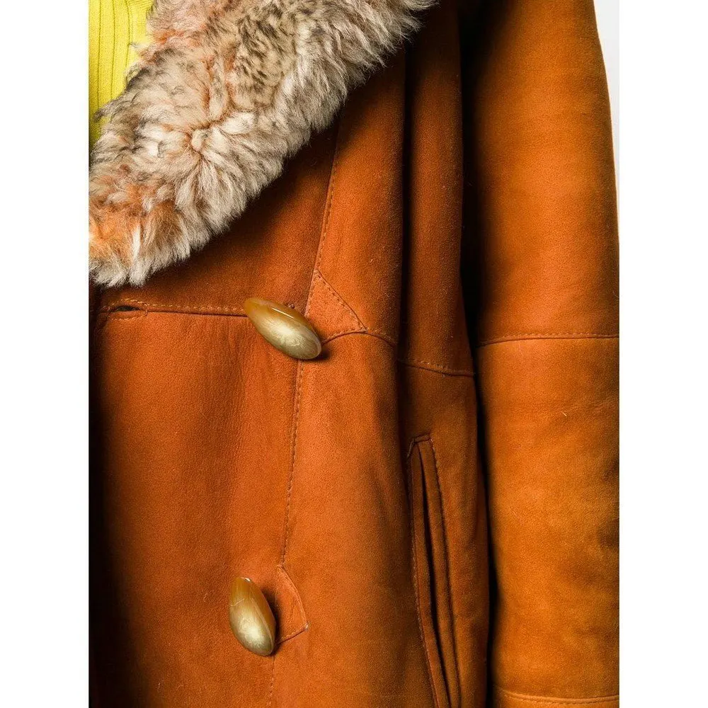 Unsigned Orange Brown Suede Coat - '80s Brown Suede Good - Box View