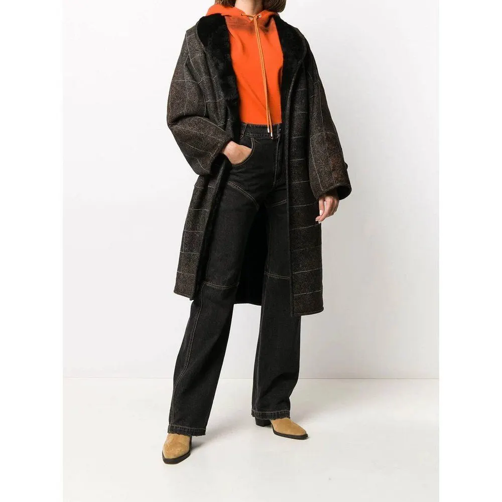 Unsigned Brown Shearling Coat - '80s Brown Shearling Good - Back View