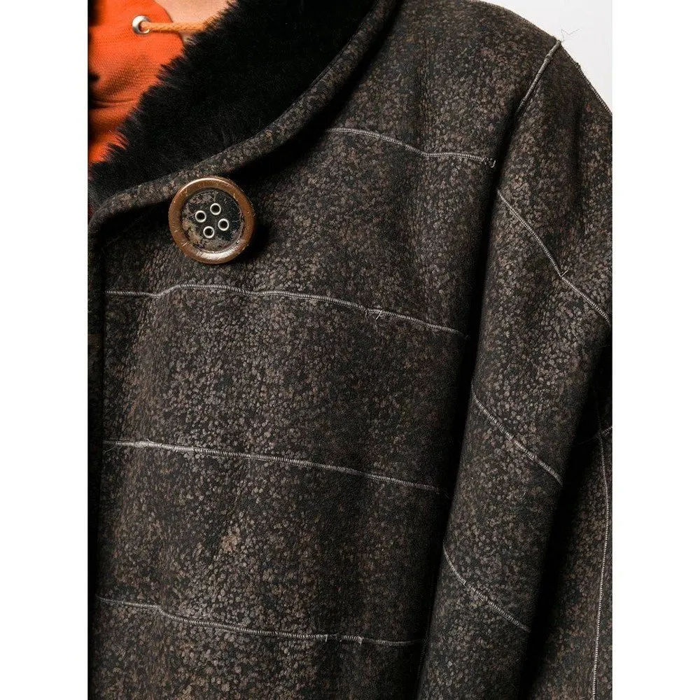 Unsigned Brown Shearling Coat - '80s Brown Shearling Good - Box View