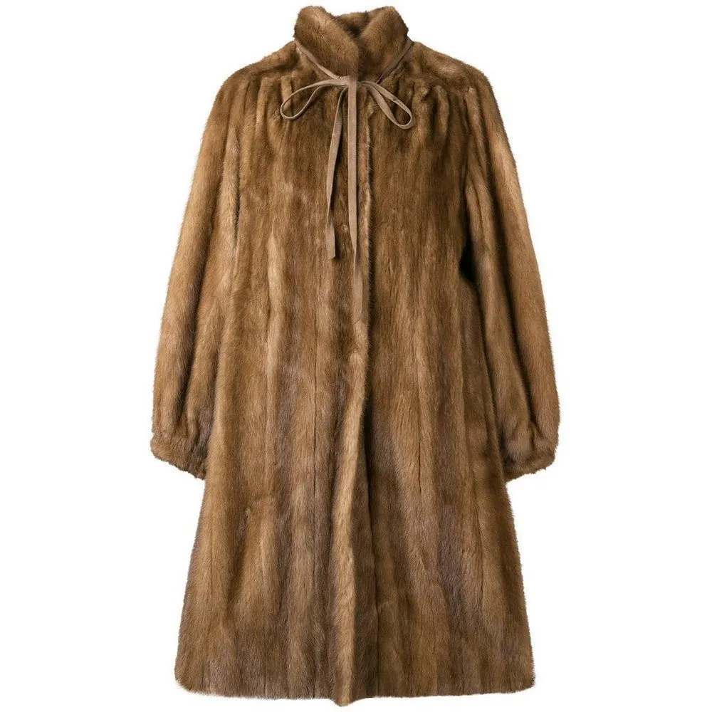Unsigned Beige Mink Fur Reversible Coat - '80s Beige Good - Front View