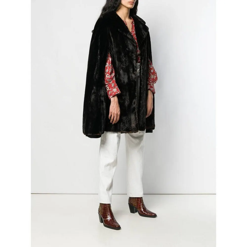Unsigned Dark Brown Beaver Fur Cape - '50s Brown Good - Back View